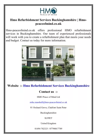 Hmo Refurbishment Services Buckinghamshire   Hmo-peaceofmind.co.uk