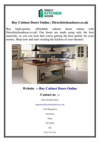 Buy Cabinet Doors Online     Directkitchendoors.co.uk