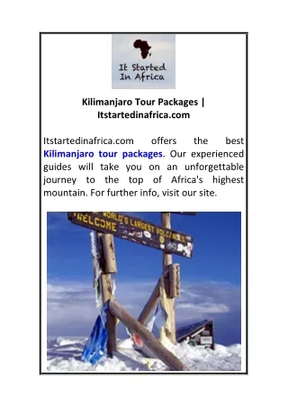 Kilimanjaro Tour Packages  Itstartedinafrica.com