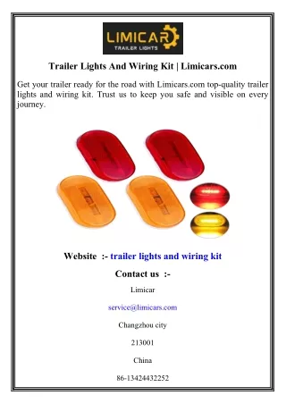 Trailer Lights And Wiring Kit   Limicars.com