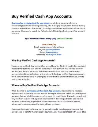 Top On Online To Buy Verified Cash App Accounts