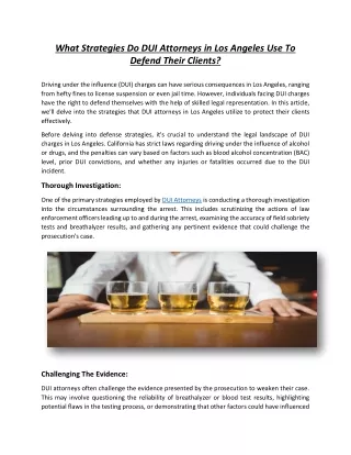 What Strategies Do DUI Attorneys in Los Angeles Use To Defend Their Clients