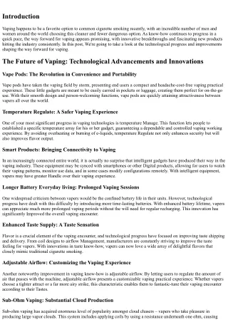 The way forward for Vaping: Technological Breakthroughs and Improvements