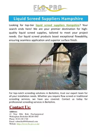 Liquid Screed Suppliers Hampshire