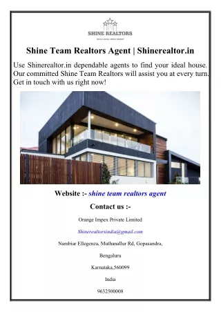 Shine Team Realtors Agent  Shinerealtor.in