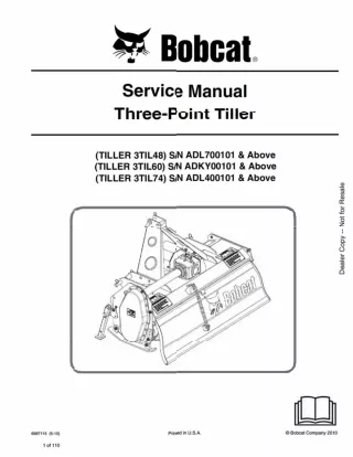Bobcat 3TIL48 Three-Point Tiller Service Repair Manual SN ADL700101 And Above