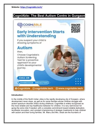 CogniAble: The Best Autism Centre in Gurgaon