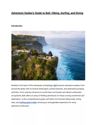 Adventure Seeker's Guide to Bali_ Hiking, Surfing, and Diving