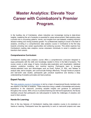 Master Analytics_ Elevate Your Career with Coimbatore's Premier Program