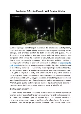 Illuminating Safety And Security With Outdoor Lighting