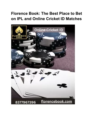 Florence Book The Best Place to Bet on IPL and Online Cricket ID Matches