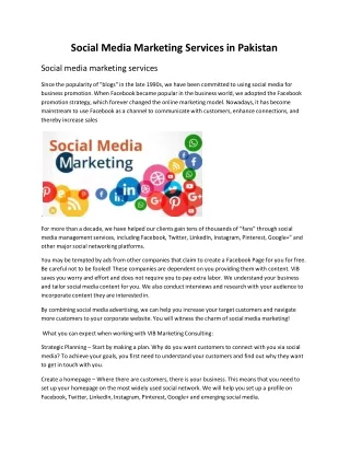 SMM Services in Pakistan
