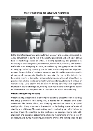 Mastering Boring Bar Setup And Alignment