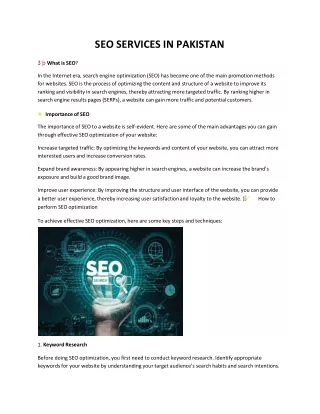 SEO SERVICES IN PAKISTAN