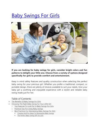 Baby Swings For Girls