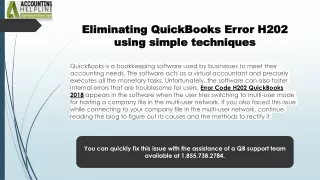 Quick Fixes for Error Code H202 QuickBooks 2018