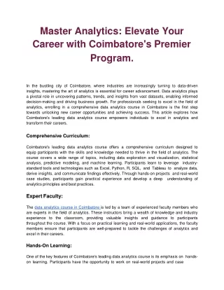Master Analytics_ Elevate Your Career with Coimbatore's Premier Program