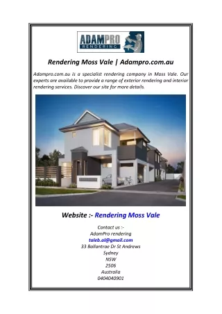 Rendering Moss Vale  Adampro.com.au