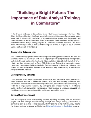 _Building a Bright Future_ The Importance of Data Analyst Training in Coimbatore_