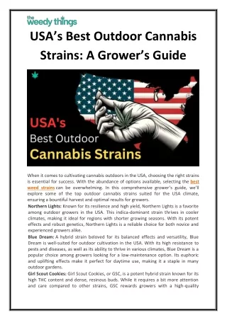 USA’s Best Outdoor Cannabis Strains