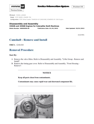 Caterpillar Cat 970F Wheel Loader (Prefix 7SK) Service Repair Manual (7SK00224 and up)