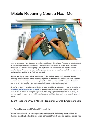 Mobile Repairing Course Near Me