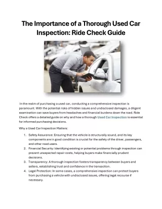 The Importance of a Thorough Used Car Inspection Ride Check Guide