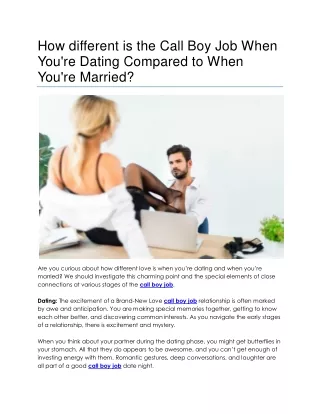 How Different is the Call Boy Job When You're Dating Compared to When You're Married