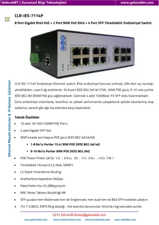 8 Port Endüstriyel POE Switch CLR-IES-7114P [GelecekBT]