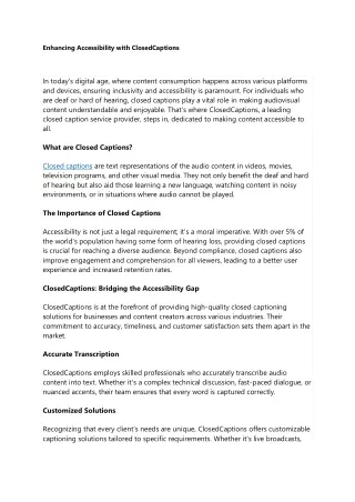 Enhancing Accessibility with ClosedCaptions