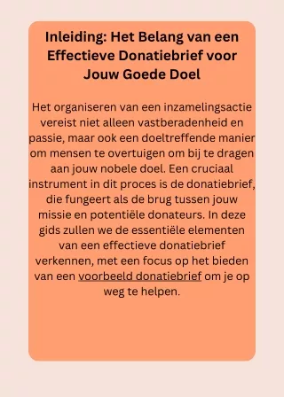 Inleiding Het Belang van een Effectieve Donatiebrief voor Jouw Goede Doel