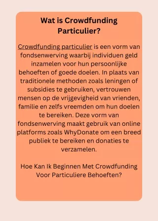 Wat is Crowdfunding Particulier