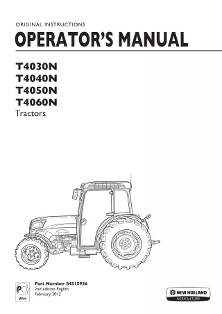 New Holland T4030N T4040N T4050N T4060N Tractors Operator’s Manual Instant Download (Publication No.84515936)