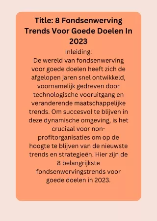 8 Fondsenwerving Trends Voor Goede Doelen In 2023