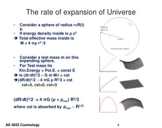 The rate of expansion of Universe