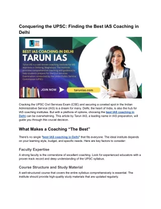 Conquering the UPSC_ Finding the Best IAS Coaching in Delhi