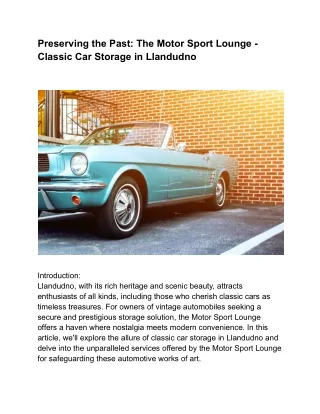 Classic Car Storage in Llandudno
