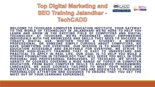 Top Digital Marketing and SEO Training Jalandhar - TechCADD