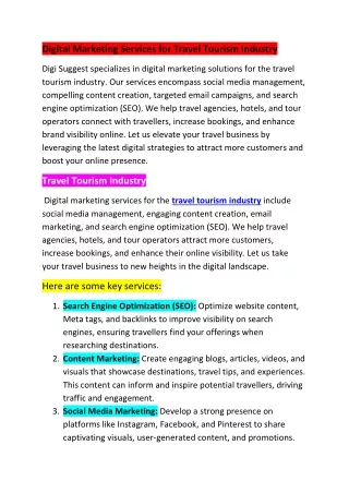 Digital marketing services Travel Industry(PDF)