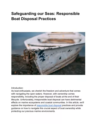Responsible Boat Disposal