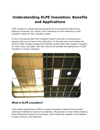 Understanding XLPE Insulation_ Benefits and Applications