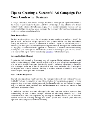 Tips to Creating a Successful Ad Campaign For Your Contractor Business