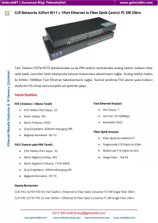 Analog Telefon Fiber Converter 32Hat CLR-FXS-FXO-321SF GelecekBT