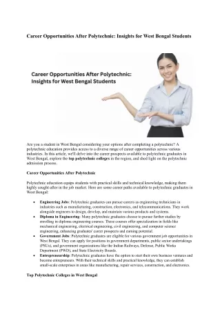 Career Opportunities After Polytechnic Insights for West Bengal Students