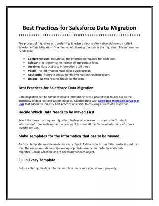 Best Practices for Salesforce Data Migration