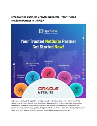 Empowering Business Growth: OpenTeQ - Your Trusted NetSuite Partner in the USA