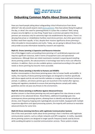 Debunking Common Myths About Drone Jamming