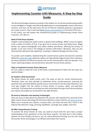 Implementing Counter-UAS Measures- A Step-by-Step Guide