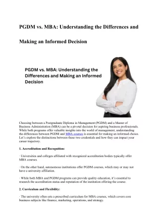 PGDM vs. MBA Understanding the Differences and Making an Informed Decision