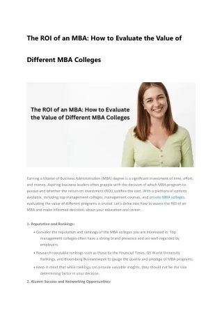 The ROI of an MBA How to Evaluate the Value of Different MBA Colleges